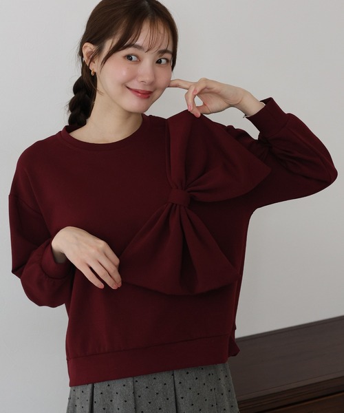 BLUEEAST（ブルーイースト）の「リボンスウェットトップス（スウェット・レディース・ボルドー/ブラック/グレー・MEDIUM）」の3枚目の写真