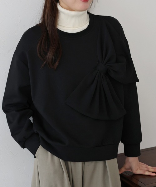 BLUEEAST（ブルーイースト）の「リボンスウェットトップス（スウェット・レディース・ボルドー/ブラック/グレー・MEDIUM）」の2枚目の写真