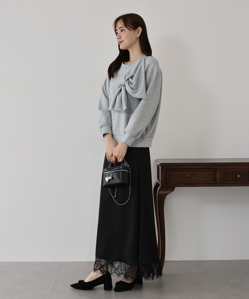 BLUEEAST（ブルーイースト）の「リボンスウェットトップス（スウェット・レディース・ボルドー/ブラック/グレー・MEDIUM）」の9枚目の写真