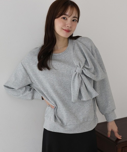 BLUEEAST（ブルーイースト）の「リボンスウェットトップス（スウェット・レディース・ボルドー/ブラック/グレー・MEDIUM）」の7枚目の写真