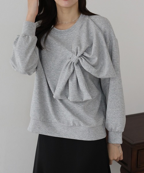 BLUEEAST（ブルーイースト）の「リボンスウェットトップス（スウェット・レディース・ボルドー/ブラック/グレー・MEDIUM）」の5枚目の写真