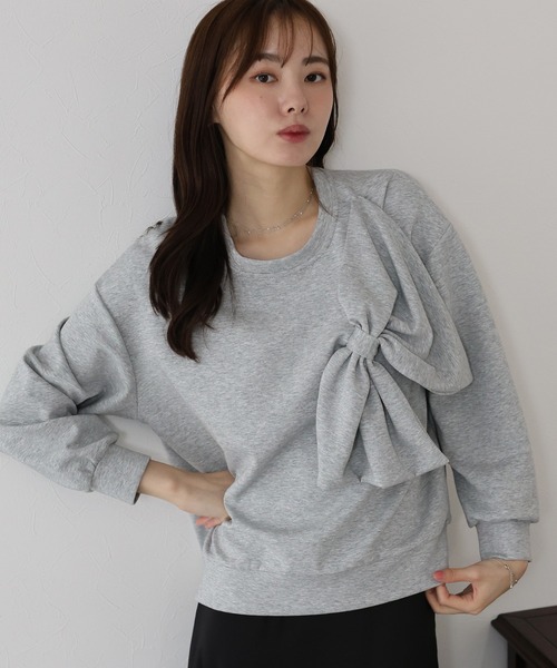 BLUEEAST（ブルーイースト）の「リボンスウェットトップス（スウェット・レディース・ボルドー/ブラック/グレー・MEDIUM）」の4枚目の写真