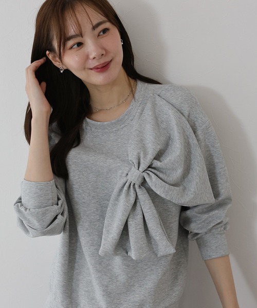 BLUEEAST（ブルーイースト）の「リボンスウェットトップス（スウェット・レディース・ボルドー/ブラック/グレー・MEDIUM）」の8枚目の写真