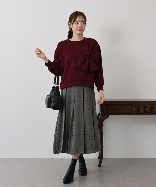 BLUEEAST（ブルーイースト）の「リボンスウェットトップス（スウェット・レディース・ボルドー/ブラック/グレー・MEDIUM）」の14枚目の写真