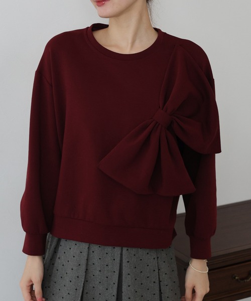 BLUEEAST（ブルーイースト）の「リボンスウェットトップス（スウェット・レディース・ボルドー/ブラック/グレー・MEDIUM）」の11枚目の写真