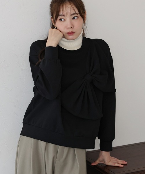 BLUEEAST（ブルーイースト）の「リボンスウェットトップス（スウェット・レディース・ボルドー/ブラック/グレー・MEDIUM）」の15枚目の写真