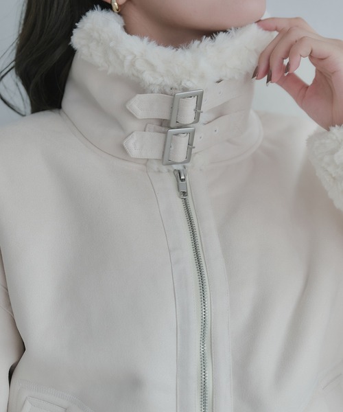 fupel(フぺル)の「2way fur mouton coat / 2way ファームートンコート(ムートンコート・レディース・アイボリー/グレイッシュベージュ・FREE)」の3枚目の写真