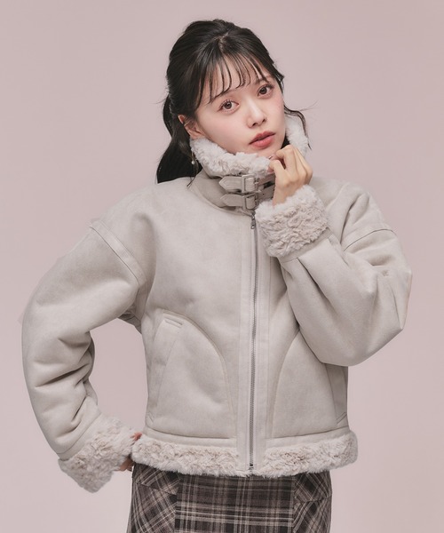 fupel(フぺル)の「2way fur mouton coat / 2way ファームートンコート(ムートンコート・レディース・アイボリー/グレイッシュベージュ・FREE)」の16枚目の写真
