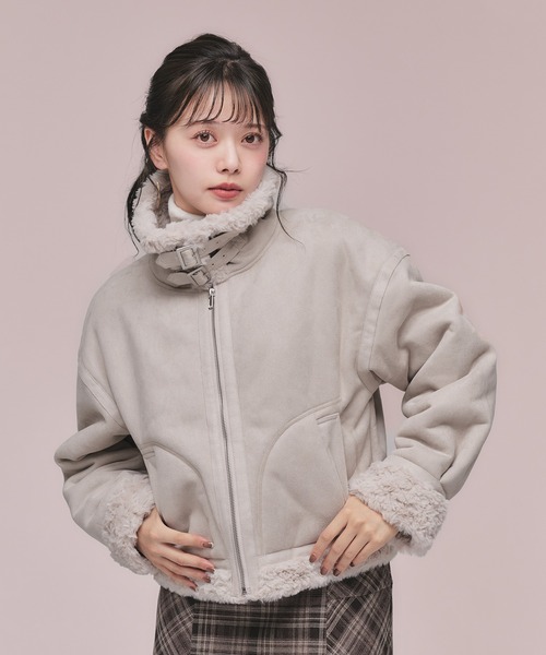 fupel(フぺル)の「2way fur mouton coat / 2way ファームートンコート(ムートンコート・レディース・アイボリー/グレイッシュベージュ・FREE)」の13枚目の写真