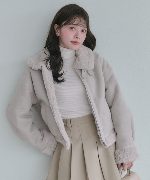 fupel(フぺル)の「2way fur mouton coat / 2way ファームートンコート(ムートンコート・レディース・アイボリー/グレイッシュベージュ・FREE)」の20枚目の写真