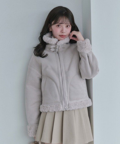 fupel(フぺル)の「2way fur mouton coat / 2way ファームートンコート(ムートンコート・レディース・アイボリー/グレイッシュベージュ・FREE)」の22枚目の写真