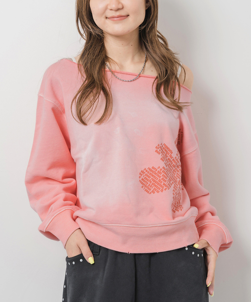 JOINT WORKS（ジョイントワークス）の「ウラケワンショル プルオーバー（スウェット・レディース・ピンク/ネイビー/イエロー・FREE）」の3枚目の写真