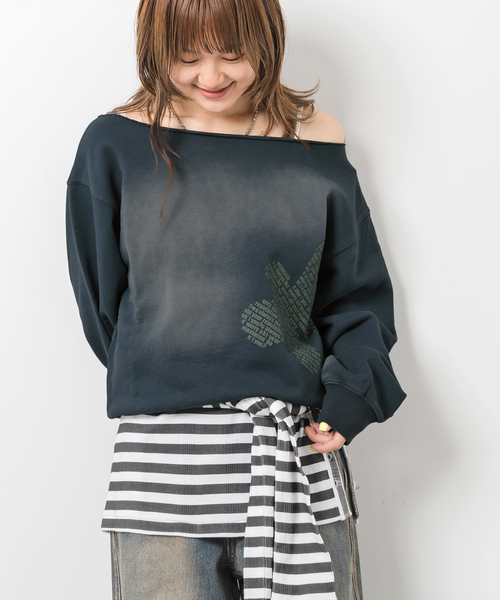 JOINT WORKS（ジョイントワークス）の「ウラケワンショル プルオーバー（スウェット・レディース・ピンク/ネイビー/イエロー・FREE）」の5枚目の写真