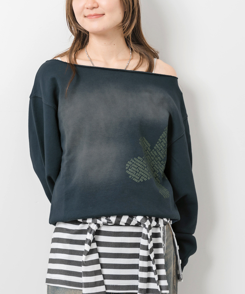 JOINT WORKS（ジョイントワークス）の「ウラケワンショル プルオーバー（スウェット・レディース・ピンク/ネイビー/イエロー・FREE）」の6枚目の写真