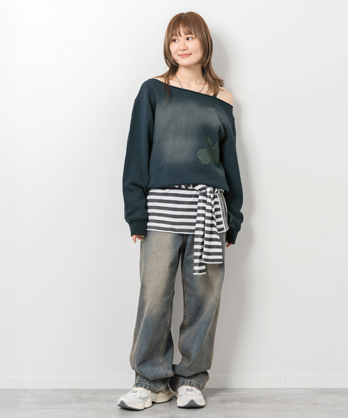 JOINT WORKS（ジョイントワークス）の「ウラケワンショル プルオーバー（スウェット・レディース・ピンク/ネイビー/イエロー・FREE）」の12枚目の写真