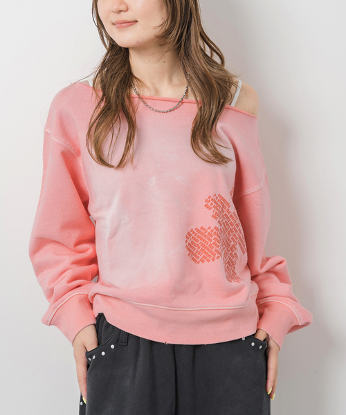 JOINT WORKS（ジョイントワークス）の「ウラケワンショル プルオーバー（スウェット・レディース・ピンク/ネイビー/イエロー・FREE）」の13枚目の写真