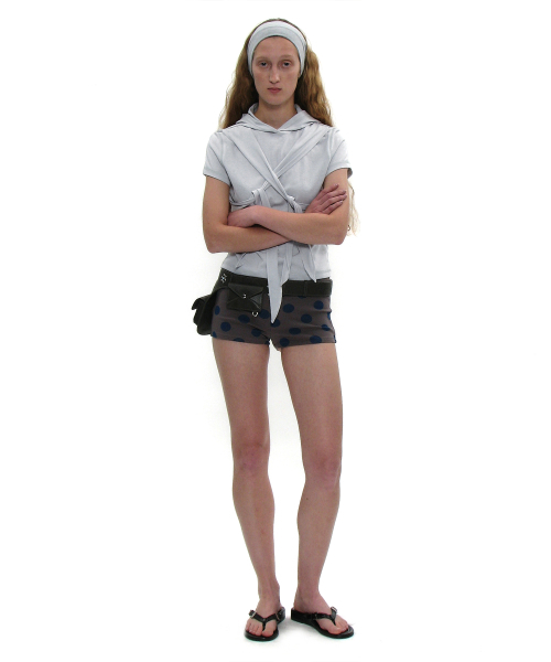 PARTIMENTO WOMEN(パルティメントウィメン)の「タイアップフードパーカーショートスリーブTシャツ_ライトグレー(Tシャツ/カットソー・レディース・その他・SMALL/MEDIUM)」の5枚目の写真