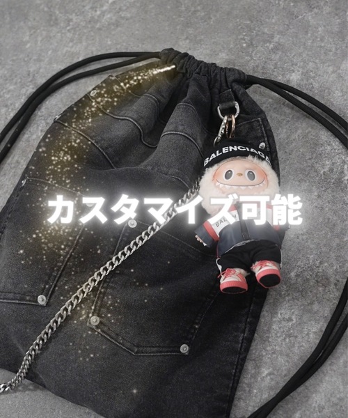 ADRER（アドラー）の「Chain Denim Knapsack / チェーンデニムナップサック（バックパック/リュック・メンズ・ブラック・FREE）」の4枚目の写真