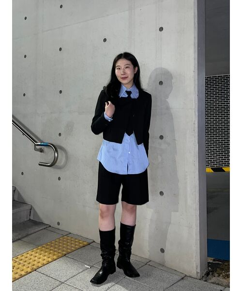 MUSINSA STANDARD WOMAN（ムシンサスタンダードウーマン）の「ウーマンズワイドバミューダ隠しバンディングハーフスラックス[ブラック]（スラックス・レディース・その他・34/32/30/31/24/25/26/27/28/29）」の12枚目の写真