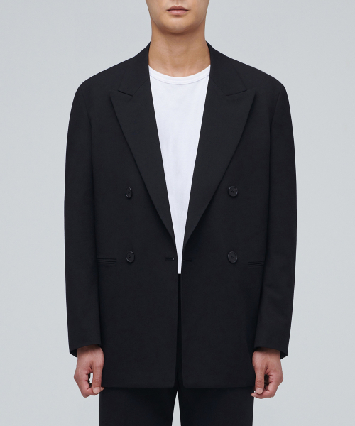 特大ダブルブレストブレザー[ブラック]（テーラードジャケット