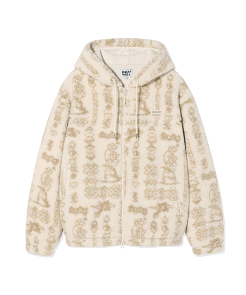 Wacky WiLLy(ワッキーウィリー)の「フリースパターンフードジャケットクリーム(その他アウター・レディース・その他・SMALL/MEDIUM/LARGE/X-LARGE)」の2枚目の写真