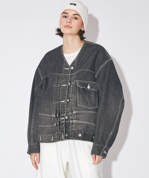 beautiful people（ビューティフルピープル）の「double-end selvedge denimblouson vintage（デニムジャケット・メンズ・ブラック/インディゴブルー・38）」の8枚目の写真