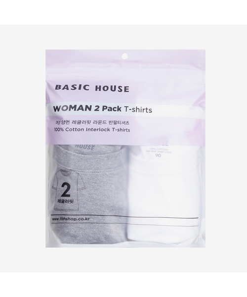 BASIC HOUSE（ベーシックハウス）の「[2PACK] レディース プレミアムコットン40番手 半袖Tシャツ(3カラー)（Tシャツ/カットソー・レディース・ホワイト/ブラック/グレー・90/100/85/95）」の3枚目の写真