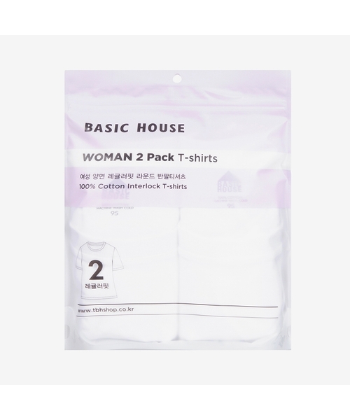 BASIC HOUSE（ベーシックハウス）の「[2PACK] レディース プレミアムコットン40番手 半袖Tシャツ(3カラー)（Tシャツ/カットソー・レディース・ホワイト/ブラック/グレー・90/100/85/95）」の2枚目の写真