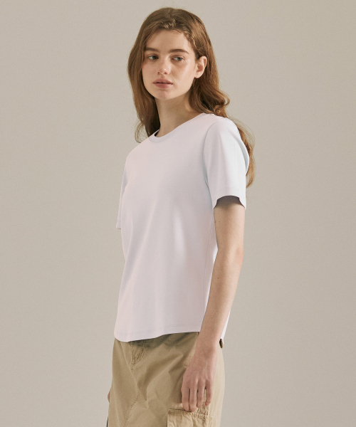 BASIC HOUSE（ベーシックハウス）の「[2PACK] レディース プレミアムコットン40番手 半袖Tシャツ(3カラー)（Tシャツ/カットソー・レディース・ホワイト/ブラック/グレー・90/100/85/95）」の5枚目の写真