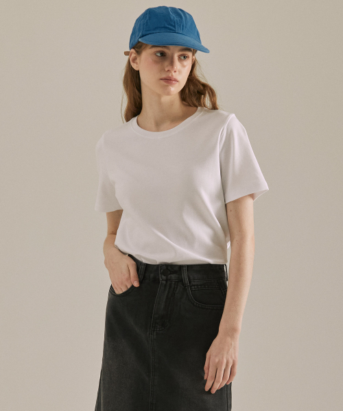 BASIC HOUSE（ベーシックハウス）の「[2PACK] レディース プレミアムコットン40番手 半袖Tシャツ(3カラー)（Tシャツ/カットソー・レディース・ホワイト/ブラック/グレー・90/100/85/95）」の10枚目の写真