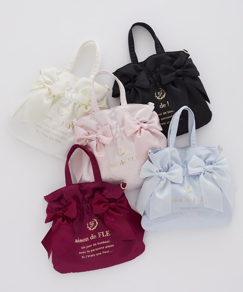 Maison de FLEUR(メゾンドフルール)の「クリアダブルリボン2Wayトート(トートバッグ・レディース・アイボリー/ブラック/ブルー/ピンク/レッド・FREE)」の6枚目の写真