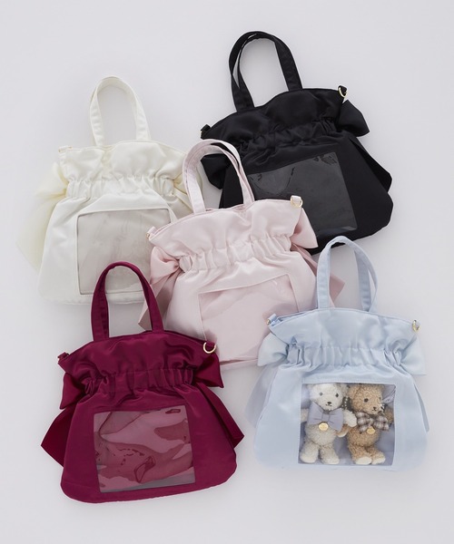 Maison de FLEUR(メゾンドフルール)の「クリアダブルリボン2Wayトート(トートバッグ・レディース・アイボリー/ブラック/ブルー/ピンク/レッド・FREE)」の7枚目の写真