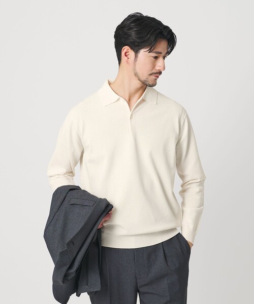 BEAUTY&YOUTH UNITED ARROWS(ビューティーアンドユースユナイテッドアローズ)の「【WEB限定 WARDROBE SMART】KOUKIN ハイゲージ ニット ポロシャツ【抗菌・防臭】(ニット/セーター・メンズ・ネイビー/ナチュラル/ブラック・S/M/L/XL)」の3枚目の写真