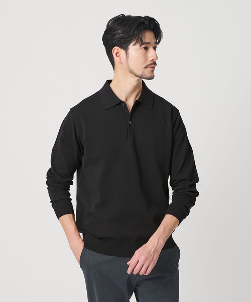 BEAUTY&YOUTH UNITED ARROWS(ビューティーアンドユースユナイテッドアローズ)の「【WEB限定 WARDROBE SMART】KOUKIN ハイゲージ ニット ポロシャツ【抗菌・防臭】(ニット/セーター・メンズ・ネイビー/ナチュラル/ブラック・S/M/L/XL)」の2枚目の写真