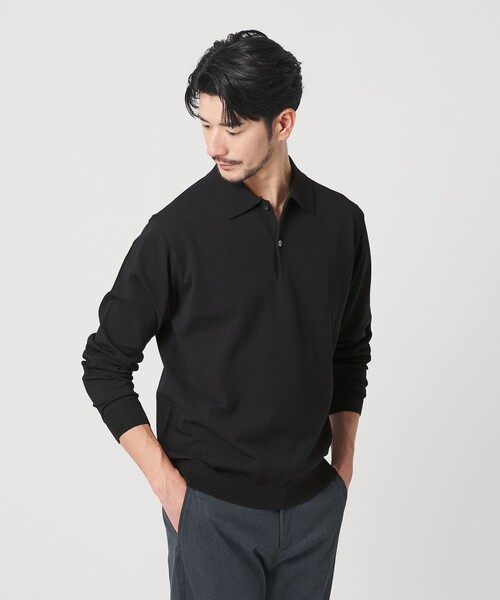 BEAUTY&YOUTH UNITED ARROWS(ビューティーアンドユースユナイテッドアローズ)の「【WEB限定 WARDROBE SMART】KOUKIN ハイゲージ ニット ポロシャツ【抗菌・防臭】(ニット/セーター・メンズ・ネイビー/ナチュラル/ブラック・S/M/L/XL)」の6枚目の写真
