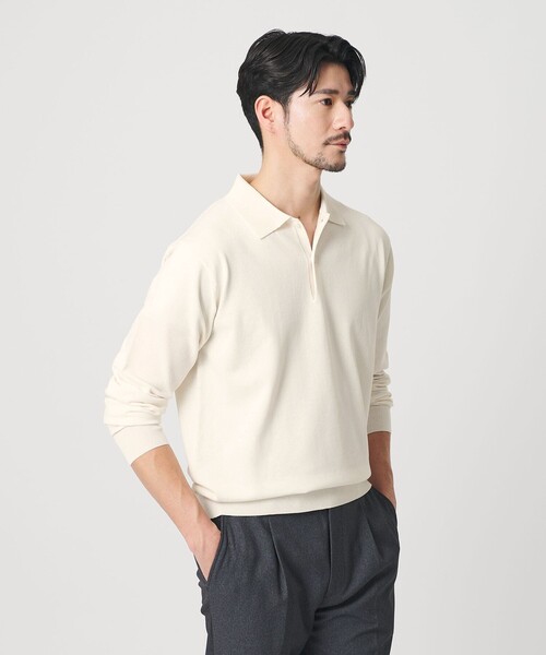 BEAUTY&YOUTH UNITED ARROWS(ビューティーアンドユースユナイテッドアローズ)の「【WEB限定 WARDROBE SMART】KOUKIN ハイゲージ ニット ポロシャツ【抗菌・防臭】(ニット/セーター・メンズ・ネイビー/ナチュラル/ブラック・S/M/L/XL)」の8枚目の写真