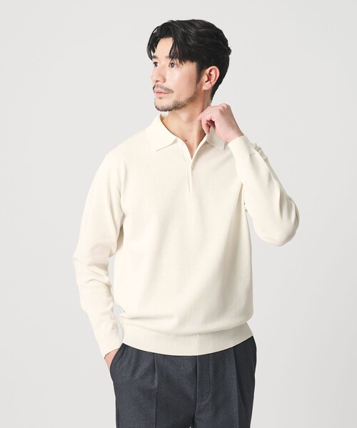 BEAUTY&YOUTH UNITED ARROWS(ビューティーアンドユースユナイテッドアローズ)の「【WEB限定 WARDROBE SMART】KOUKIN ハイゲージ ニット ポロシャツ【抗菌・防臭】(ニット/セーター・メンズ・ネイビー/ナチュラル/ブラック・S/M/L/XL)」の9枚目の写真