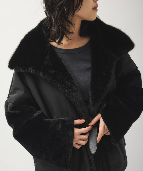 collection PRIVEE?(コレクションプリヴェ)の「【COLLECTION PRIVEE?】 WOMAN ECO-SHEARLING JA:ジャケット(その他アウター・レディース・ブラック・44/42)」の1枚目の写真