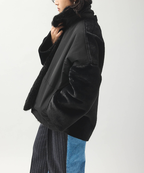 collection PRIVEE?(コレクションプリヴェ)の「【COLLECTION PRIVEE?】 WOMAN ECO-SHEARLING JA:ジャケット(その他アウター・レディース・ブラック・44/42)」の3枚目の写真