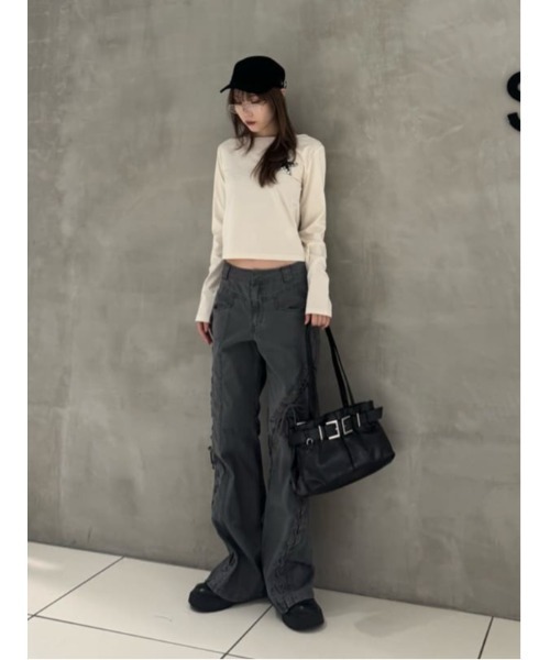 SLY(スライ)の「LACE UP MANNISH PT レースアップ マニッシュ パンツ 秋服 冬服(スラックス・レディース・グレー/ブラウン・1/2)」の3枚目の写真