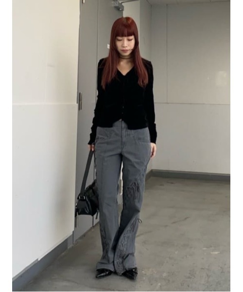 SLY(スライ)の「LACE UP MANNISH PT レースアップ マニッシュ パンツ 秋服 冬服(スラックス・レディース・グレー/ブラウン・1/2)」の4枚目の写真