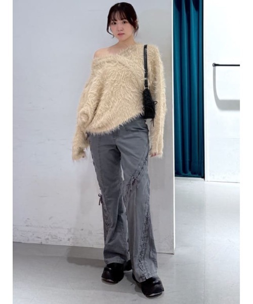 SLY(スライ)の「LACE UP MANNISH PT レースアップ マニッシュ パンツ 秋服 冬服(スラックス・レディース・グレー/ブラウン・1/2)」の5枚目の写真