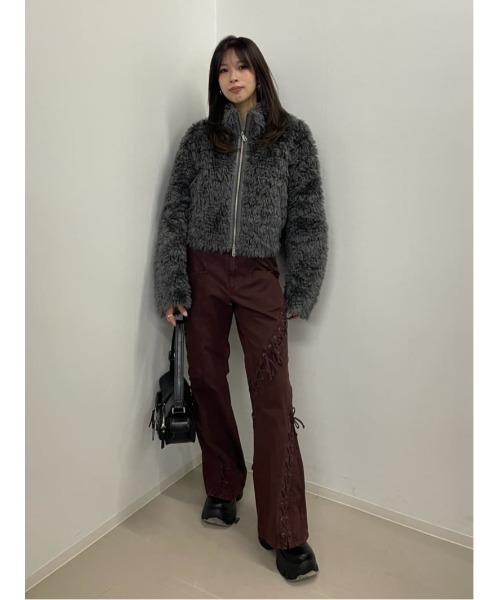SLY(スライ)の「LACE UP MANNISH PT レースアップ マニッシュ パンツ 秋服 冬服(スラックス・レディース・グレー/ブラウン・1/2)」の7枚目の写真