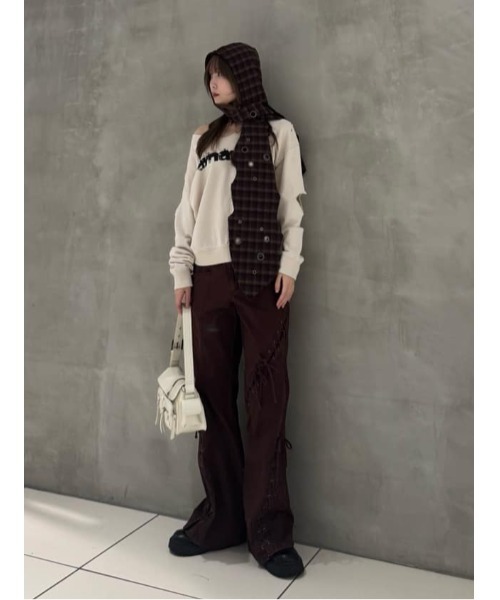 SLY(スライ)の「LACE UP MANNISH PT レースアップ マニッシュ パンツ 秋服 冬服(スラックス・レディース・グレー/ブラウン・1/2)」の8枚目の写真