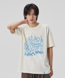 [フィジカルトラベル]コットンルーズフィット半袖Tシャツ_バターミルク