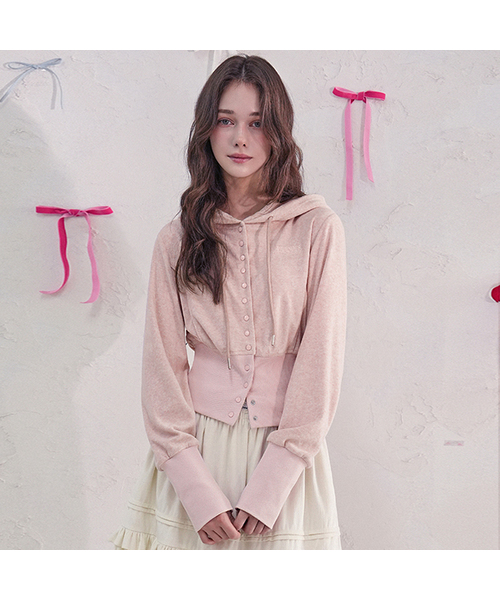 Vivacious(ビバシャス)の「Serena Snap Hoody Zip-up_4Colors(パーカー・レディース・グレー/ブラック/ピンク/アイボリー・SMALL/MEDIUM)」の4枚目の写真