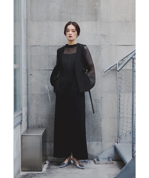 サイドベルトジレオールインワンセットアップ 2点セット パンツスーツ