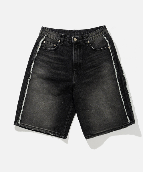 VASTIC(バスティック)の「サイドカットオフデニムハーフパンツ_ブラック(その他パンツ・メンズ・その他・LARGE/MEDIUM/X-LARGE)」の2枚目の写真
