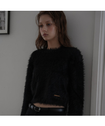 Hairy Flare Sleeve Knit [Black]