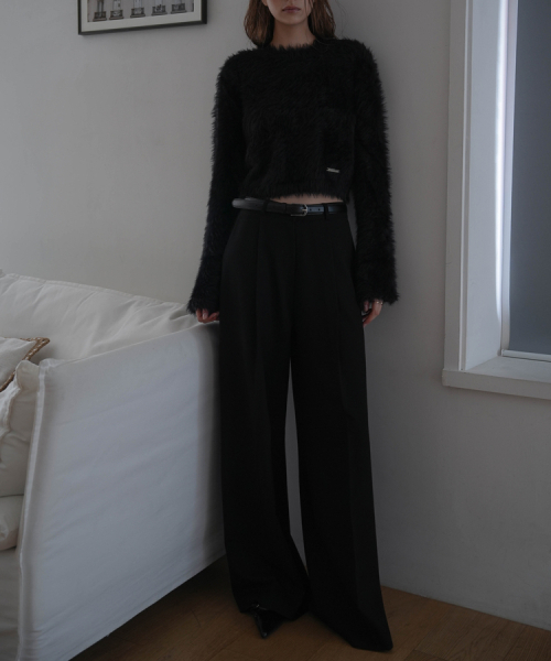 DEHEVE（デヘヴェ）の「Hairy Flare Sleeve Knit [Black]（ニット/セーター・レディース・ブラック・FREE）」の2枚目の写真